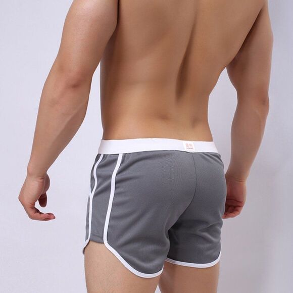 Men's Retro Gym Shorts Trunks with Pouch Gray - Picture 5 of 8